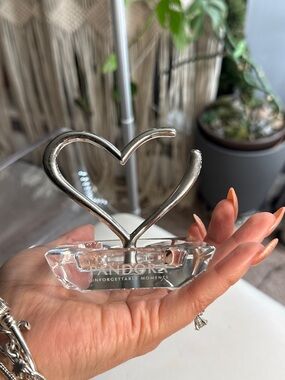 Pandora Silver Heart Trinket with Clear Crystal Base